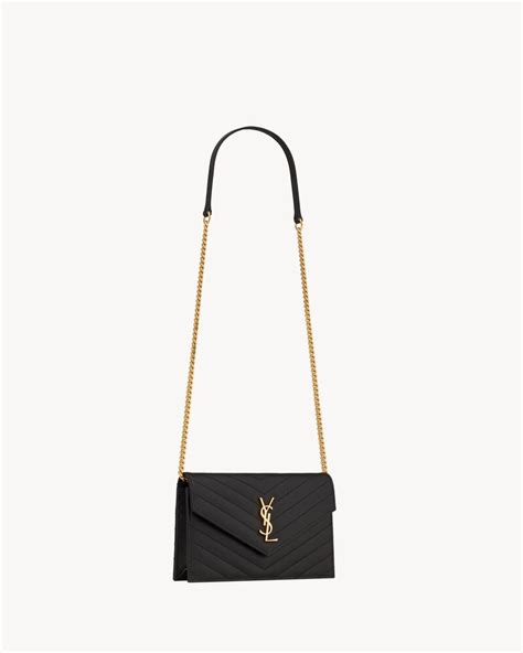 ysl monogram leather chain wallet envelope bag|ysl cassandre envelope chain wallet.